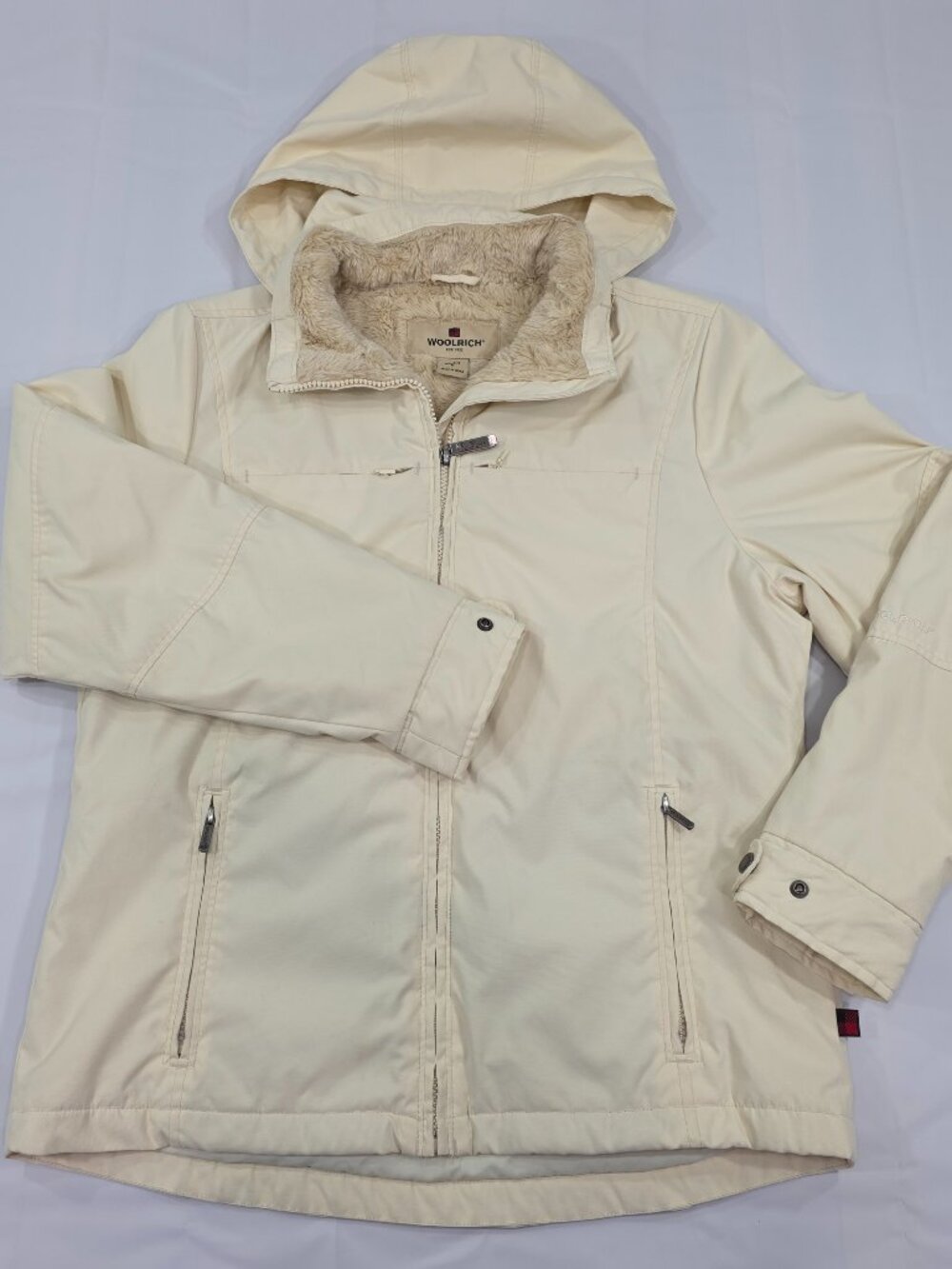 Woolrich Womens Small Ivory Hooded Faux Fur Lined Winter Jacket Coat